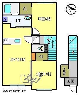 ティラトーレI(2LDK/2階)の間取り写真