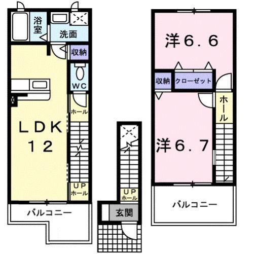 フレンドリー・エデン・A(2LDK/2階)の間取り写真