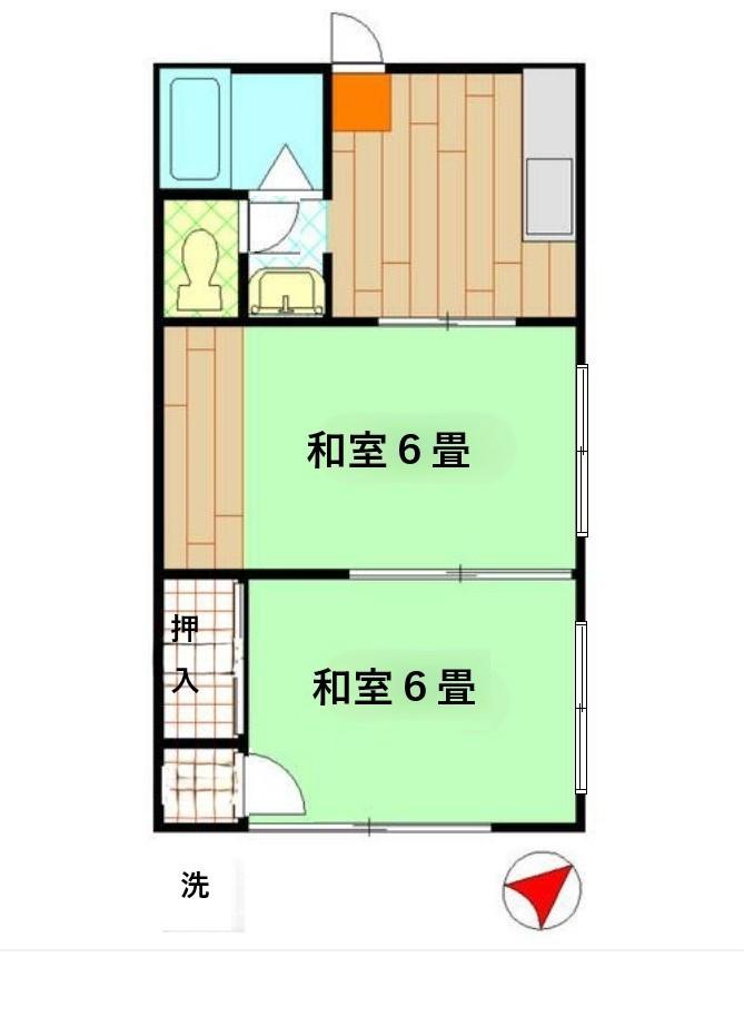 駅前ハイツ(2K/1階)の間取り写真