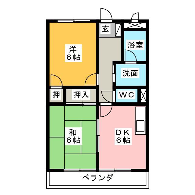 グレイス・ハイム(2DK/1階)の間取り写真