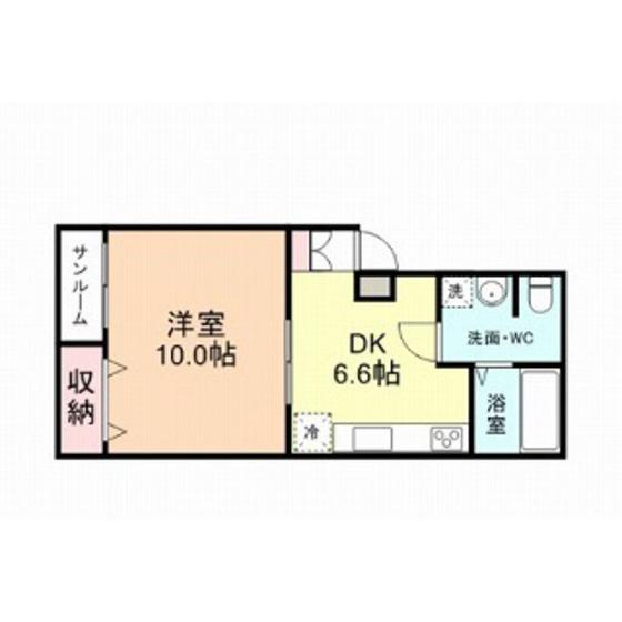 コンチネンタル轡田A棟(1DK/1階)の間取り写真