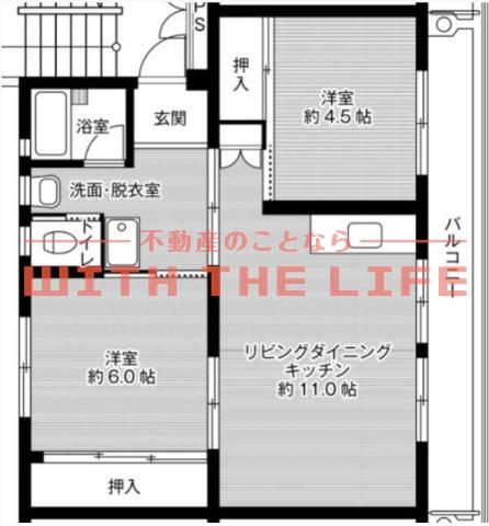 ビレッジハウス大牟田(2LDK/4階)の間取り写真