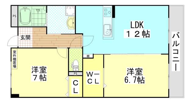 ポラリスA棟(2LDK/1階)の間取り写真