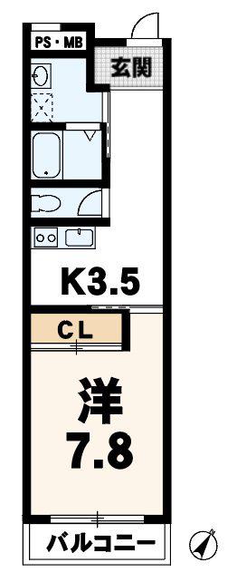 大増ビル(1K/4階)の間取り写真