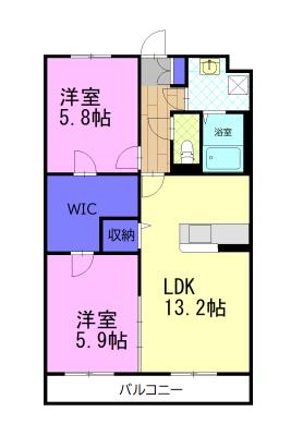 グランフォレストI(2LDK/1階)の間取り写真