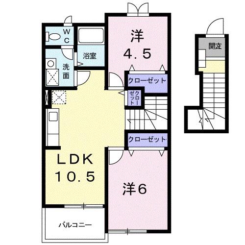 グリーンポケット A(2LDK/2階)の間取り写真