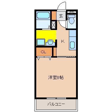 オーブIII(1K/3階)の間取り写真