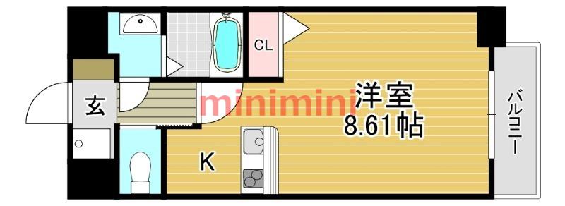 ロイス南茨木(1K/5階)の間取り写真