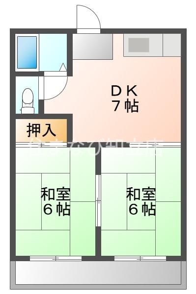 幸荘(2DK/2階)の間取り写真