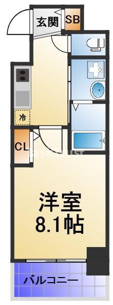 クレアグレイス新森古市(1K/3階)の間取り写真