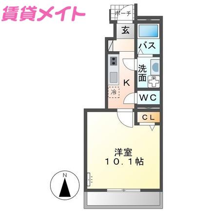 アイリス笹川(1K/1階)の間取り写真