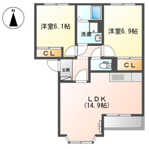 WILL PARK(2LDK/1階)の間取り写真