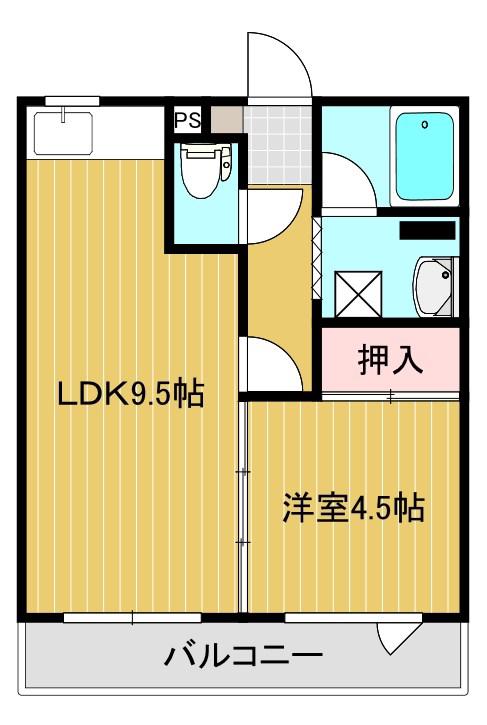 ほのぼのハイツ3(1LDK/2階)の間取り写真