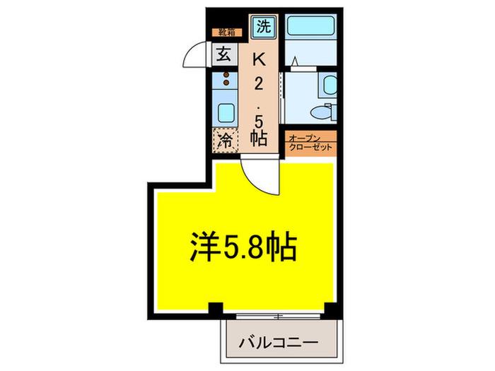 B´CASA横浜三ツ沢(1K/1階)の間取り写真