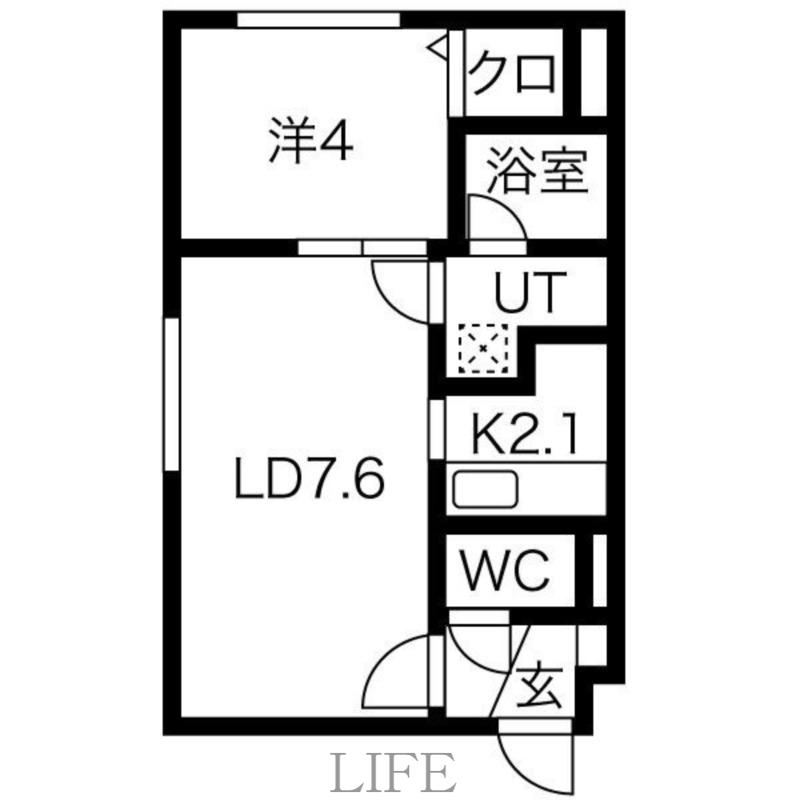 HOPE月寒中央 A棟(1LDK/5階)の間取り写真