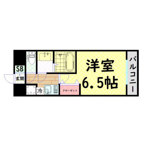 レオンコンフォート難波ノワール(1K/6階)の間取り写真