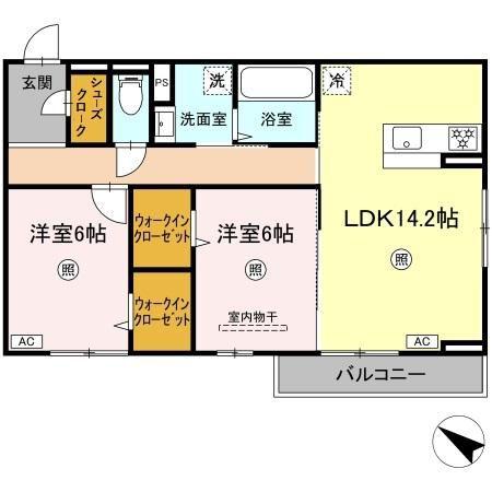 D-ROOM羽屋(2LDK/3階)の間取り写真