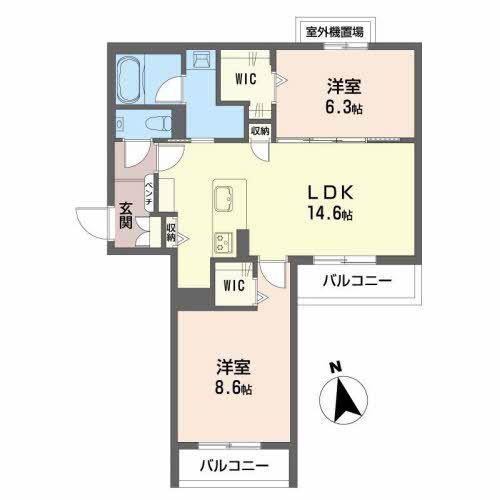 LEGARE GOKISO(2LDK/3階)の間取り写真