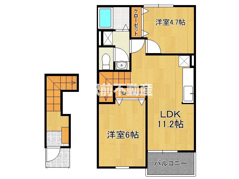 フィオーレ・ヴィラE(2LDK/2階)の間取り写真