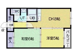 大谷地殿山ハイツ(2DK/5階)の間取り写真