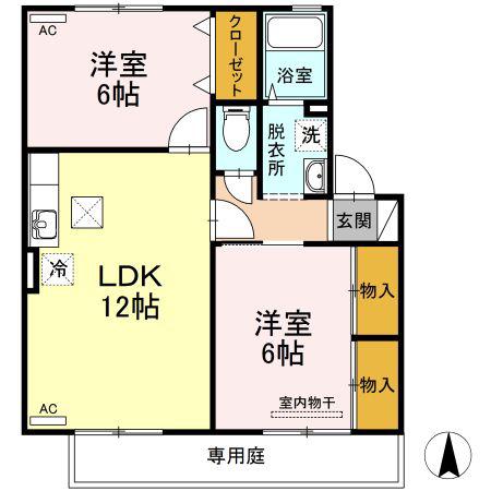 エトワール(2LDK/1階)の間取り写真