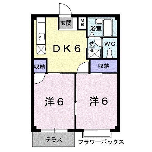 APT142(2DK/1階)の間取り写真