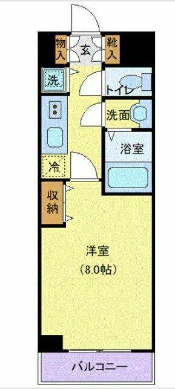 メゾンドヴィレ品川(1K/3階)の間取り写真