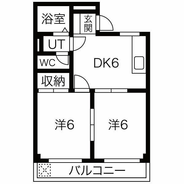 シンコーハイツ(2DK/2階)の間取り写真