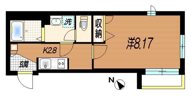 ウーノ・トレンタ(1K/2階)の間取り写真