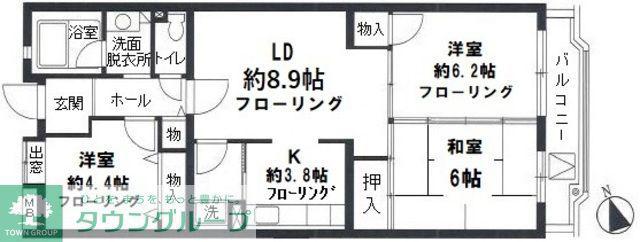 ブランニュー別所4号棟(3LDK/5階)の間取り写真