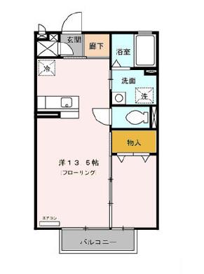 ビギニングA(1LDK/2階)の間取り写真
