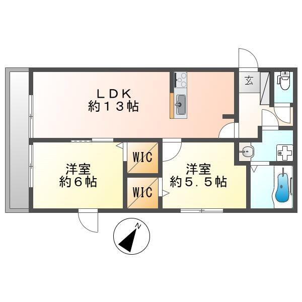 MAURUURU(2LDK/2階)の間取り写真