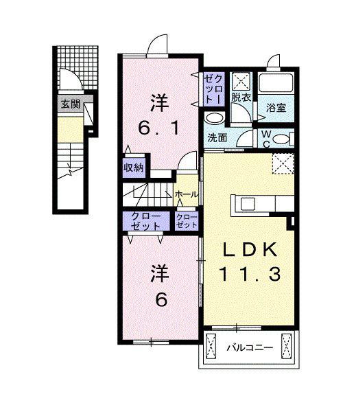 プチ グランII(2LDK/2階)の間取り写真