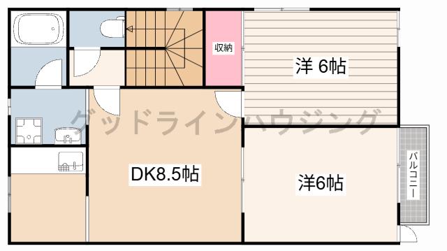 ハイツクローバー(2LDK/2階)の間取り写真