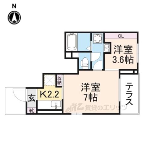 ヴィオラ パッソⅤ(1K/1階)の間取り写真