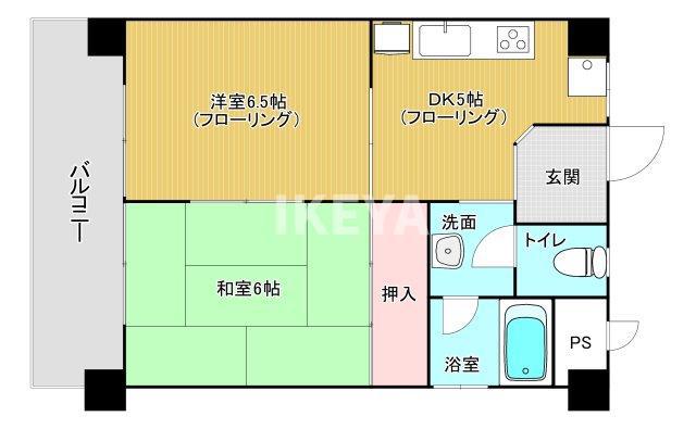 菅北ハイツ(2DK/3階)の間取り写真