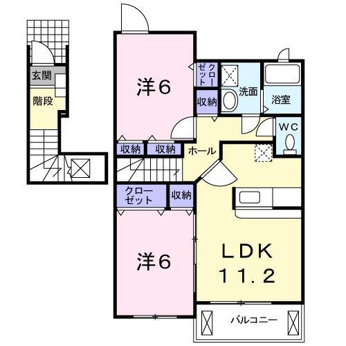 エピーメロンB(2LDK/2階)の間取り写真