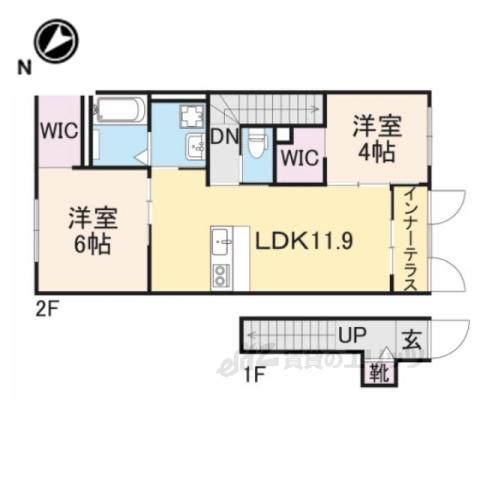 GARDEN TERRCE(2LDK/2階)の間取り写真