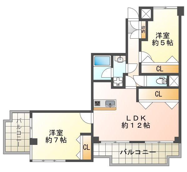ハーヴェストマンション(2LDK/3階)の間取り写真