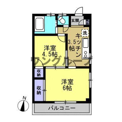 徳丸ハイツ(2K/3階)の間取り写真