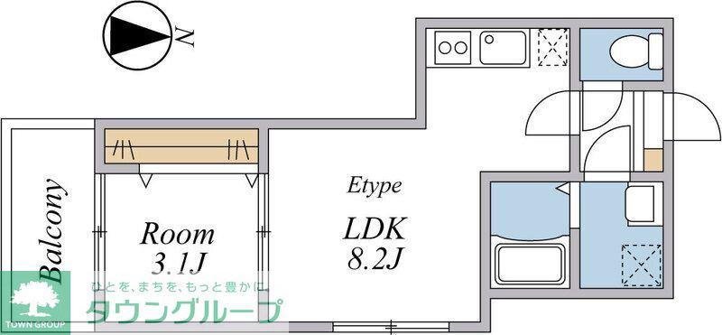 ROSE GARDEN(1LDK/2階)の間取り写真