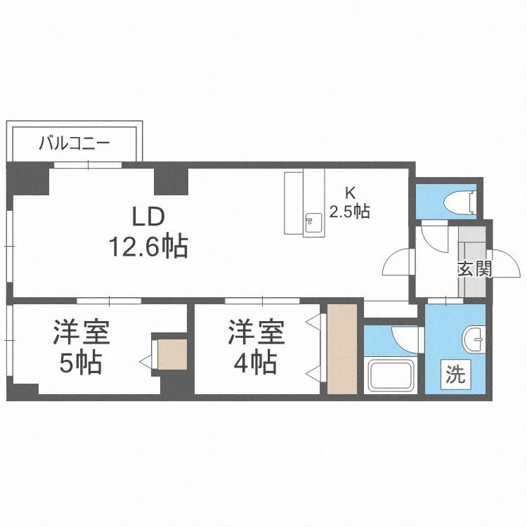PRIME URBAN北3条通(2LDK/11階)の間取り写真