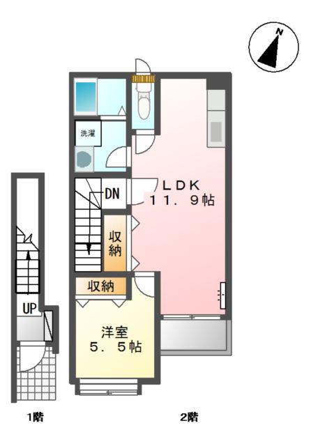 ドレサージュB(1LDK/2階)の間取り写真