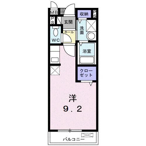 サンパティエコート(ワンルーム/2階)の間取り写真