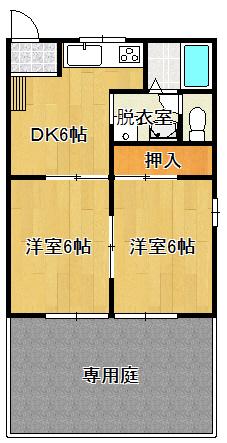 フレグランスきぬたIIBC(2DK/1階)の間取り写真