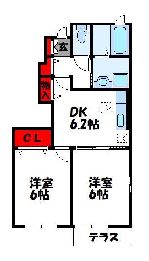 メゾンド・サン II(2DK/1階)の間取り写真