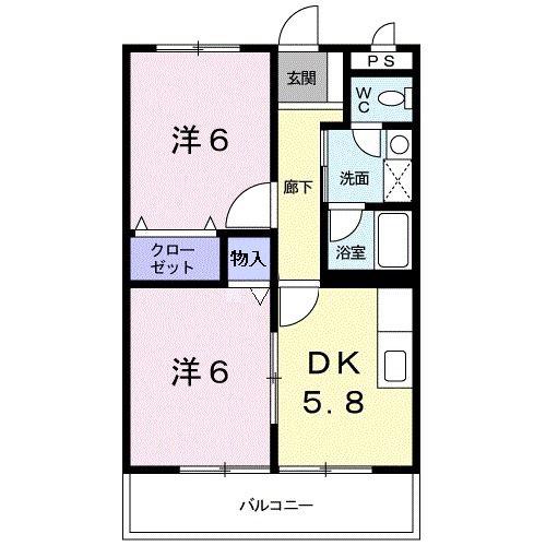 サニーハウス萩原(2DK/1階)の間取り写真