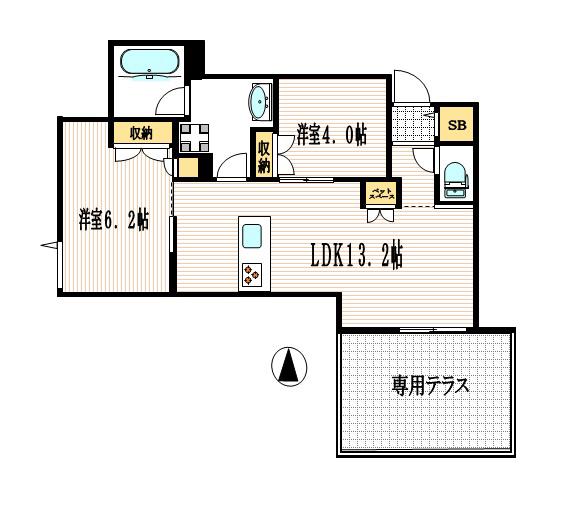 OID TERRACE(2LDK/1階)の間取り写真