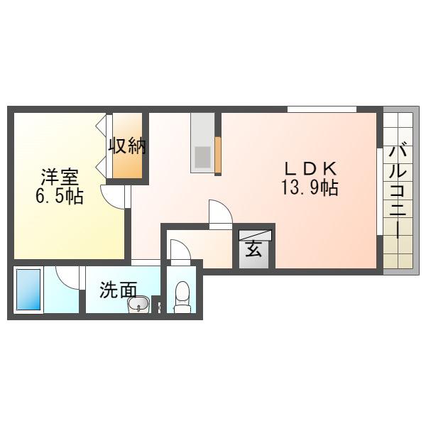 ESPERANZA(1LDK/2階)の間取り写真