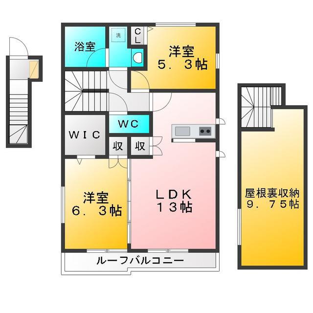 THE石神井コート(2LDK/2階)の間取り写真